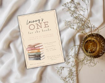 One For The Books Erste Geburtstags-Party-Girl kundengerechter digitaler Download-Einladung