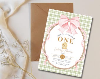 Küken erste Geburtstagsfeier anpassbare digitale Download-Einladung