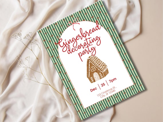 Gingerbread Decorating Christmas Party Digital Download Invitation