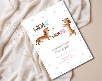 Dackel Hund Geschlecht offenbaren kundenspezifische digitale Download-Einladung