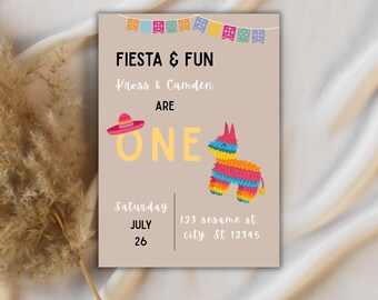 Fiesta Fun erste Geburtstagsparty anpassbare digitaler Download Einladung