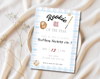 Rookie Jahr erste Geburtstagsparty Digital Download Einladung