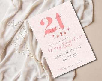 "21. Geburtstag Einladungskarte ""Geburtstagsparty"" personalisierbar."