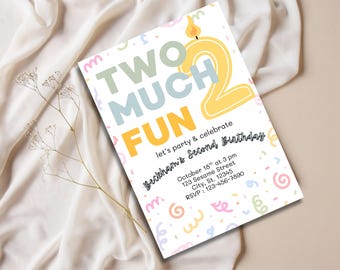 ZWEI Viel Spaß!! Einladungskarte zur Geburtstagsparty