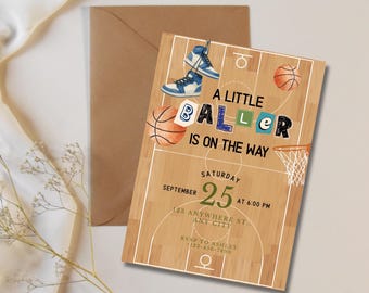 Basketbal babyshower aanpasbare digitale download uitnodiging
