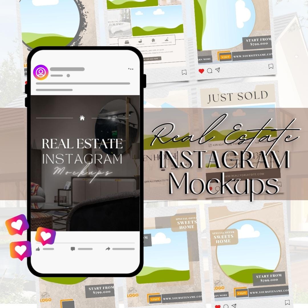 Real Estate Instagram Templates - Editable Canva Mockups for Social ...