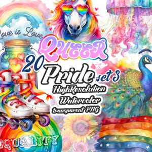 Pacchetto di clipart PNG Pride set3, file trasparenti arcobaleno d'amore, download LGBTQ per magliette, adesivi, biglietti, celebra il mese dell'orgoglio