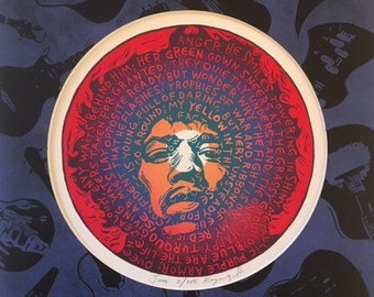 Bold as Love (Jimi Hendrix) original art linocut