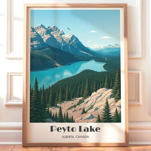 Poster Lac Peyto Banff – Art mural Rocheuses canadiennes, paysage Alberta, Route des Glaciers, cadeau nature, déco chalet Canada