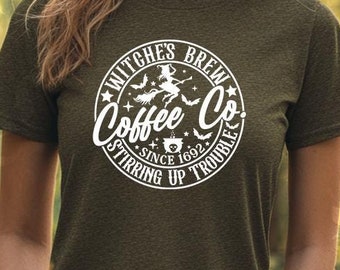 Witches Brew Coffee Co T-shirt, Halloween Witches Shirt, Spooky Season Women Tee, Funny Halloween Shirt, Witches Coffee Tee, Women Halloween