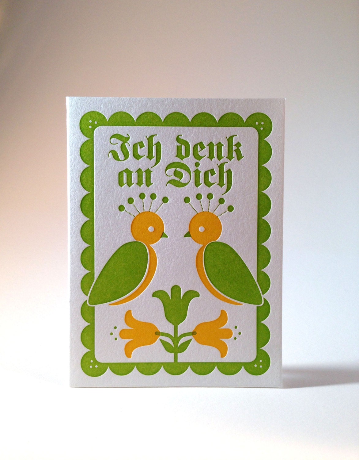Letterpress German Thinking of You Greeting Card Green and Etsy