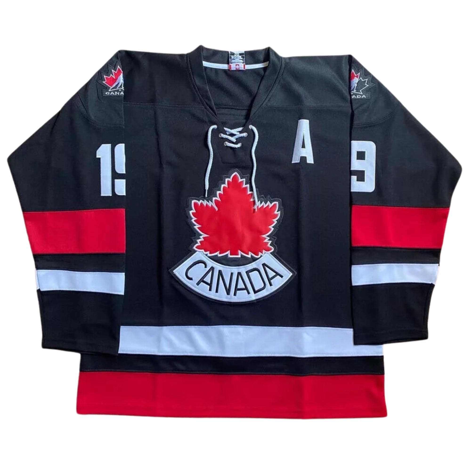 Throwback Steve Yzerman #19 Team Canada Hockey Jerseys Black Sewn
