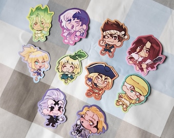 Dr. Stone Chibi Character Die-Cut Stickers