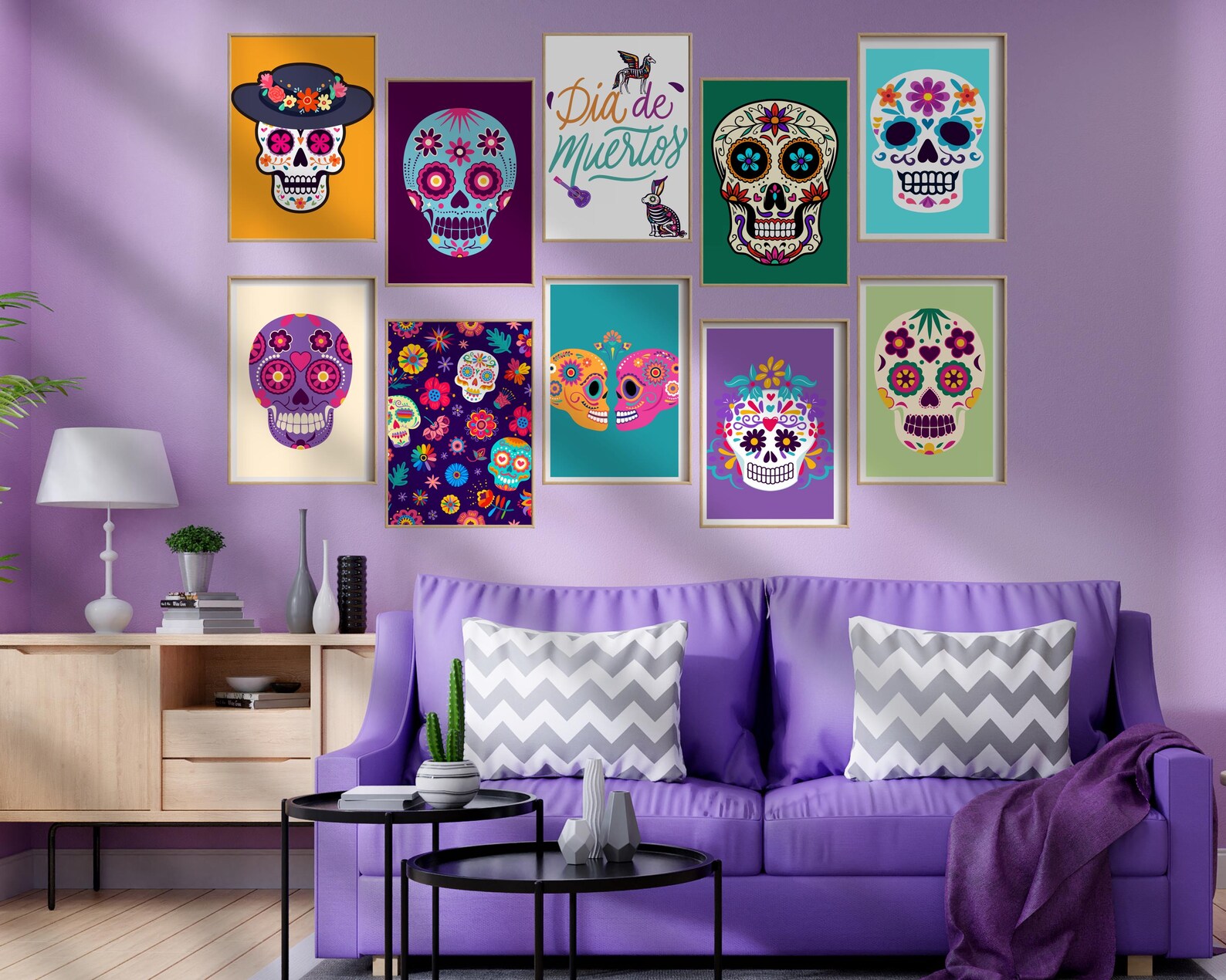 Set of 10 Dia De Los Muertos Wall Art I Day of the Dead Poster I ...