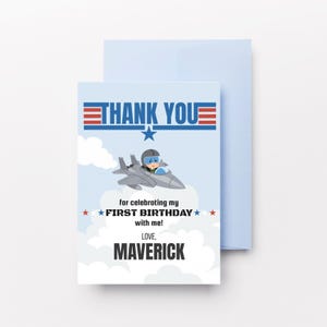 Top One 1st Birthday Party Thank You | Editable Digital Download | Fighter Jet Theme Party