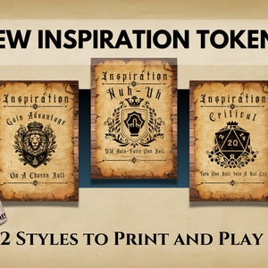 DND Inspirationskarten | DnD Inspiration Token | Dungeon-Master-Vermögen | d & druckbar | d&nd 5e Werkzeug | Printable Rollenspiel Addons