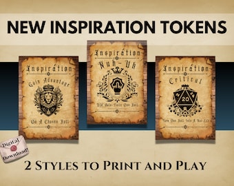 DND Inspirationskarten | DnD Inspiration Token | Dungeon-Master-Vermögen | d & druckbar | d&nd 5e Werkzeug | Printable Rollenspiel Addons