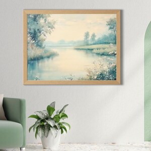 Serenity by the Lake: A Captivating Landscape | Digital Art | Digital Print