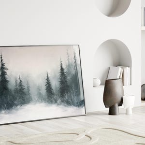 Misty Winter Forest Landscape Painting| Digital Art | Digital Print