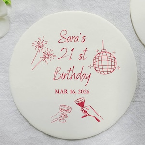 Custom Birthday Paper Coasters, Custom Birthday Party Favor Coasters, Custom Birthday Decor, Pulpboard Bar Coaster, Birthday Party Decor