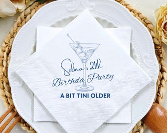 A BIT TINI OLDER Napkins, Dirty Martini Glass Napkins, Birthday Party Decor, Cocktail Napkins 30th Birthday Decor, In My 30s Era