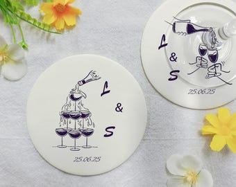 Wedding Cocktail Coasters, Custom Cocktail Glass Coasters, Bridal Shower Favors, Coupe Dirty Martini,  Custom Event Coasters