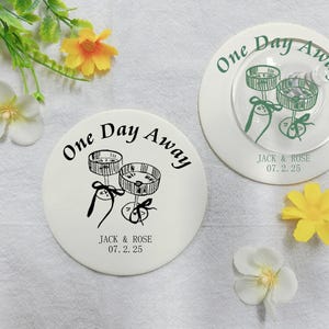 カスタムリハーサルディナーコースター、ゲストへのウェディングギフト（大量注文）、ウェディングギフト、ブライダルシャワーギフト、パーソナライズギフト