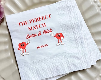 Gepersonaliseerde servetten voor huwelijksreceptie, aangepaste servetten, aangepaste cocktailservetten, bruiloftservetten, servetten evenement, decor verlovingsfeest