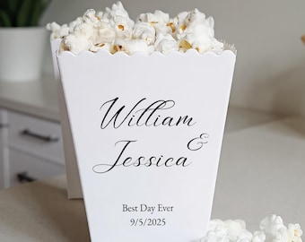 Mini caixa de pipoca, casamento de pipoca, caixa de presente personalizada para lembrancinhas, mini caixa de pipoca branca com impressão personalizada, caixas de presente