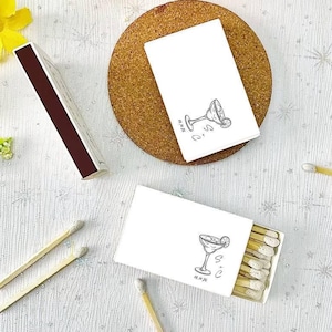 Custom Wine Glasses Wedding Matchboxes, Personalized Matchbooks, Custom Wedding Favors, Custom Matches, Custom Matchbox, Bridal Shower