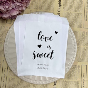 Custom Wedding Favor Bags, Wedding Donut Bag, Bags for Donut Wall, Love is Sweet, Wedding Favor Bags, Treat Bags for Wedding