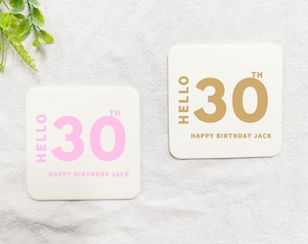 Personalized Birthday Coasters, Save The Date 30th Birthday Coasters, Birthday Drink Coaster Favor, Milestone Birthday, Party Decor