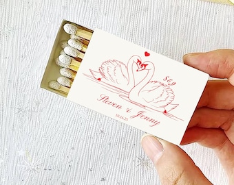 Custom Wedding Matchboxes, Swan Matchbooks, Wedding Gift Bridal Shower, Wedding Guest Favors, The Perfect Match, Party Favors