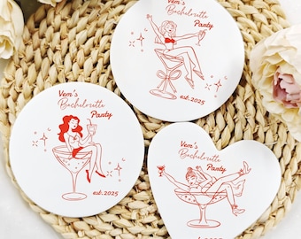 Custom Bachelorette Party Cocktail Coasters, Personalized Bachelorette Party Coasters, Custom Martini Coasters, Bridal Shower Decorations