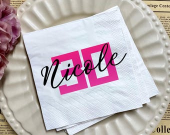 Servilletas de cumpleaños personalizadas, servilletas para fiesta del 30 cumpleaños, regalos y decoración de cumpleaños, servilletas de cumpleaños, servilletas para cumpleaños especiales.