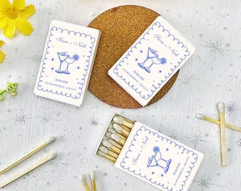 Custom Wedding Martini Pattern Matchboxes, Wedding Matchboxes, Custom Wedding Party Matches Favors, Matchboxes For Wedding, Custom Matchbox