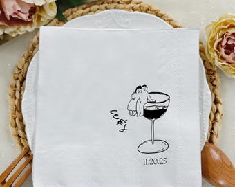 Custom Cocktail Napkins with Text, Personalized Wedding Cocktail Napkins, Bridal Shower & Engagement Party Decor