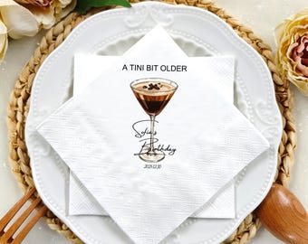 Tovaglioli personalizzati a tema Martini, perfetti per una festa di 21° compleanno. Adatti anche per una festa di compleanno a tema Martini.
