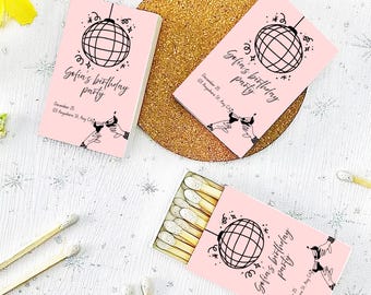 Personalized birthday matchboxes, birthday gifts, birthday party favors, fun birthday matchbox decorations