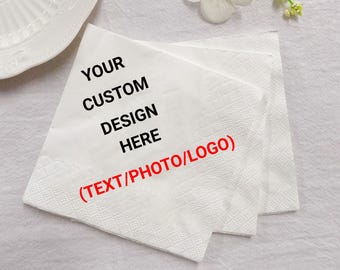 Custom Design Weddings Napkins, Custom Cocktail Napkins, Personalized Napkins Wedding Company Corporate Business Event Party Art Work