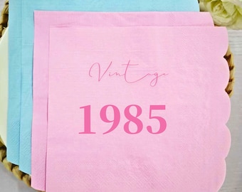 Serviettes d'anniversaire vintage 1985, 40e serviettes de table, décorations de 40e anniversaire, 40e anniversaire serviettes de table, 40e serviettes de fête d'anniversaire,