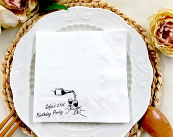 Personalised Birthday Napkins, Celebration Party Favor Tableware Decorations, Custom Paper Serviettes For Any Age Party Gift