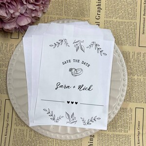Custom Save the Date Favor Bags, Wedding Donut Bag, Bags for Donut Wall, Bridal Shower Favor Bag, Wedding Favor Bags, Treat Bags for Wedding