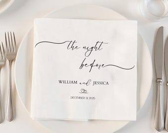 Custom Wedding Napkins with Text The Night Before Napkins - Personalized Rehearsal Dinner Napkins Bridal Shower Engagement Gifts