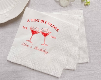 Lite äldre födelsedagsservetter, födelsedagspresenter, födelsedagsfestdekorationer, födelsedagscocktailservetter, personliga tändsticksaskar