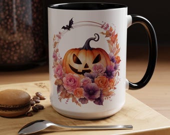Pink Pumpkin Halloween Mug: Girly Spooky Vibes Fall Coffee Cup