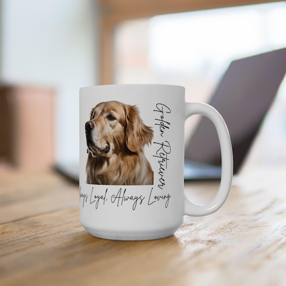 Coffee mug dog lover golden retriever mug pet portrait mug dog mom gift for dog owner cute mug pet coffee mug golden retriever art