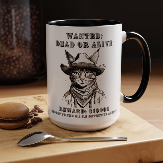 Wanted: Dead or Alive handmade western cat mug