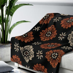 Desert Bloom Rustic Floral Medallion Sherpa Blanket | Boho Floral Fleece Throw