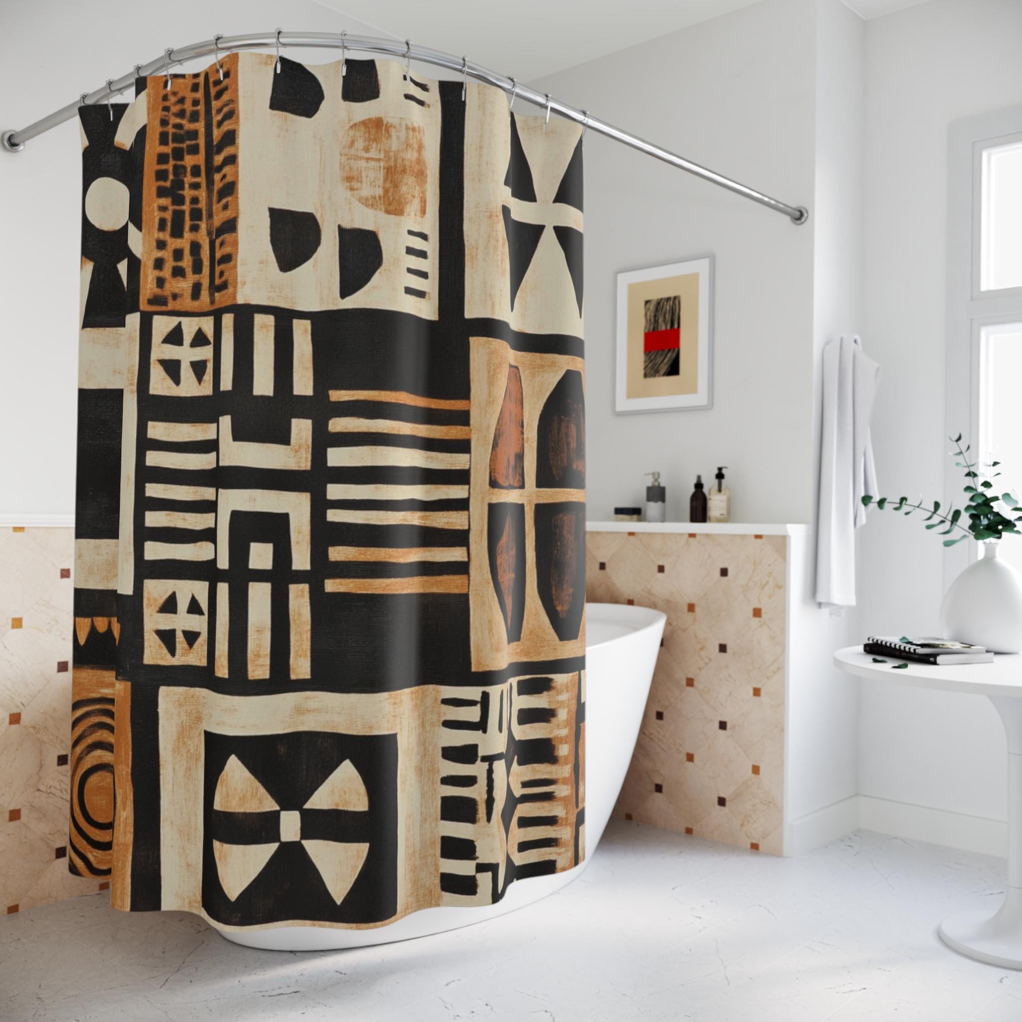 Heritage Threads African Mud Cloth Shower Curtain, Boho Decor, Ethnic ...